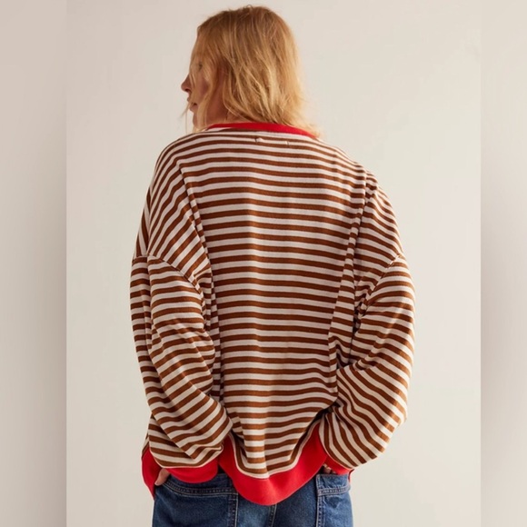 NWT Free People Classic Striped Oversized Crewneck - Picture 7 of 11